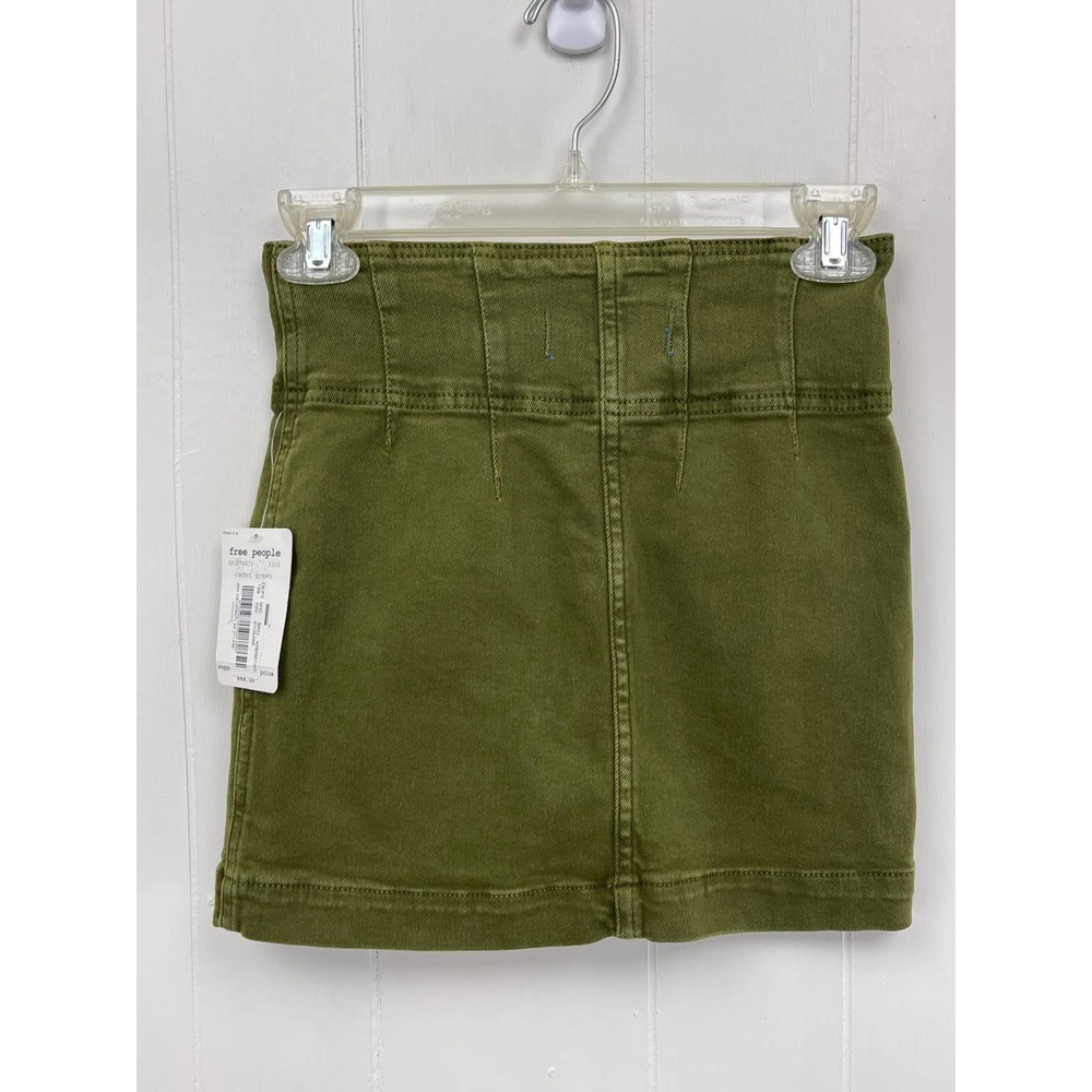 Free People We The Free Mini Skirt 24 Cadet Green Zipper Closure Denim Classic
